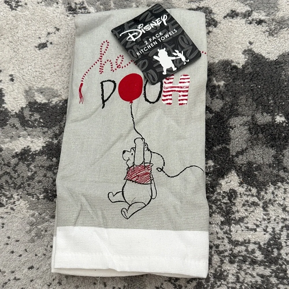 Disney Hello Pooh Gray and Red Winnie the Pooh Towel